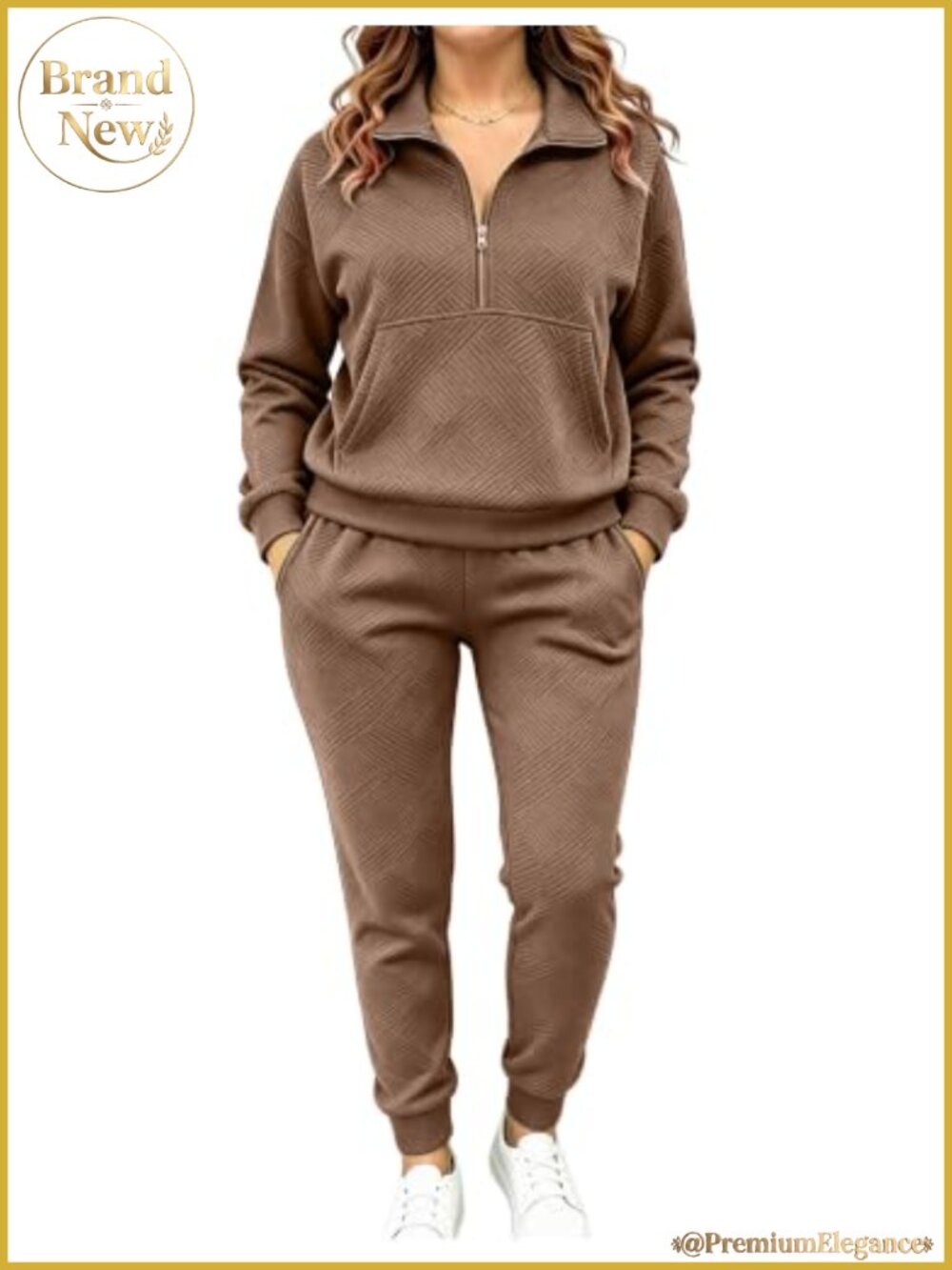 Women's Half Zip Sweatsuit 2 Piece Lounge Set Jogger Tracksuit